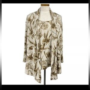ALFRED DUNNER Jacket Tank Combo Open Front Women's Plus size‎ 3x Floral Sweater